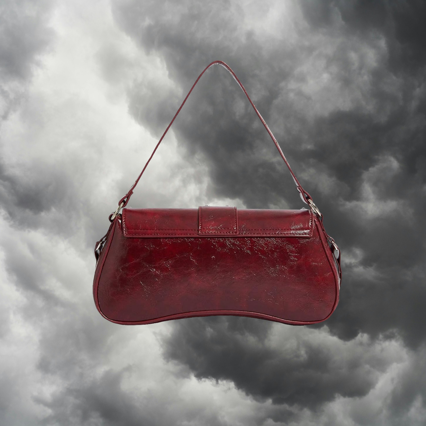 Crimson Studded Shoulder Bag 